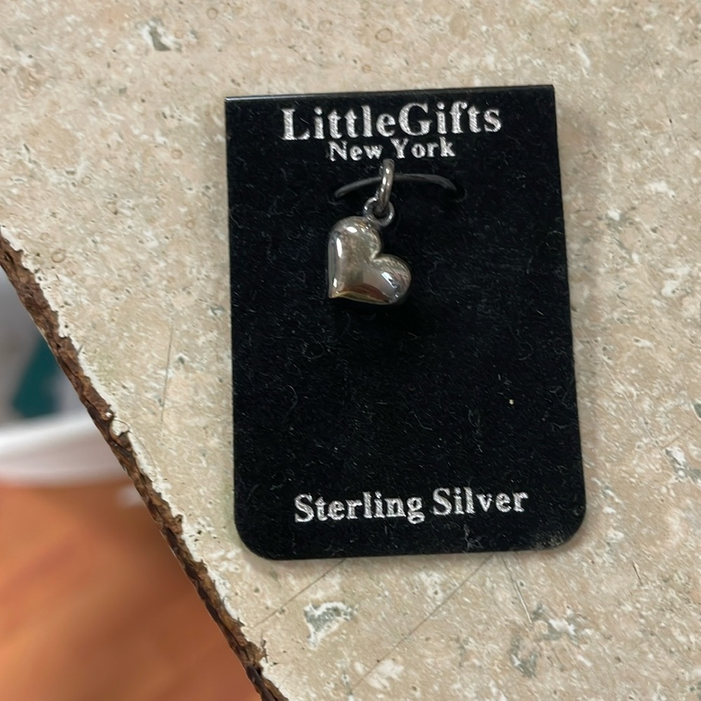 Sterling silver little gifts valentines love theme charm - puffed heart